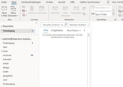 Synology Outlook Konto abgeschlossen